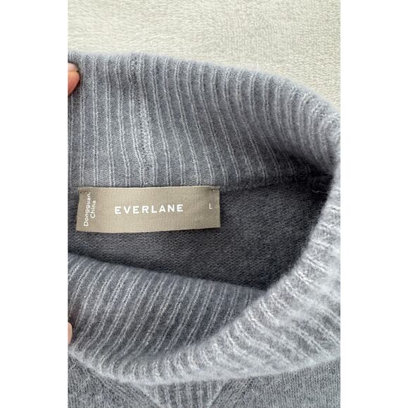 Everlane Gray Blue Wool Yak Hair Sweater Mock Neck Pullover Large Cozycore - Picture 7 of 11